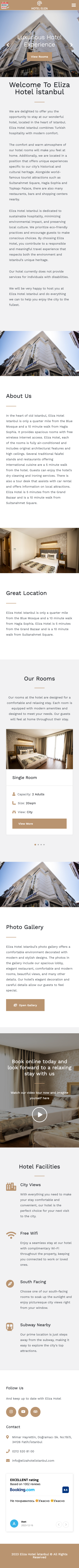 Eliza Hotel Istanbul Mobil Uyumlu Otel Rezervasyon Web Tasarımı